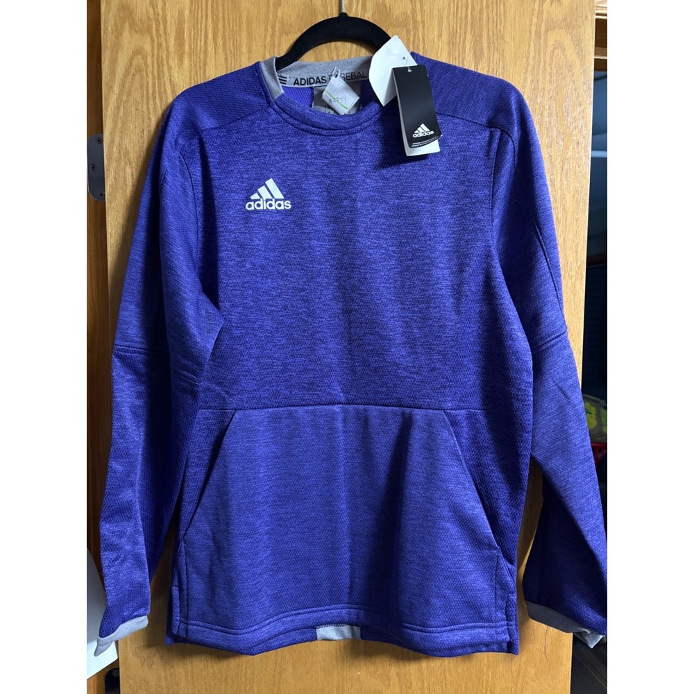 NWT Adidas Purple Baseball Pullover Sweatshirt Long Sleeve Purple Heathered‎ XS